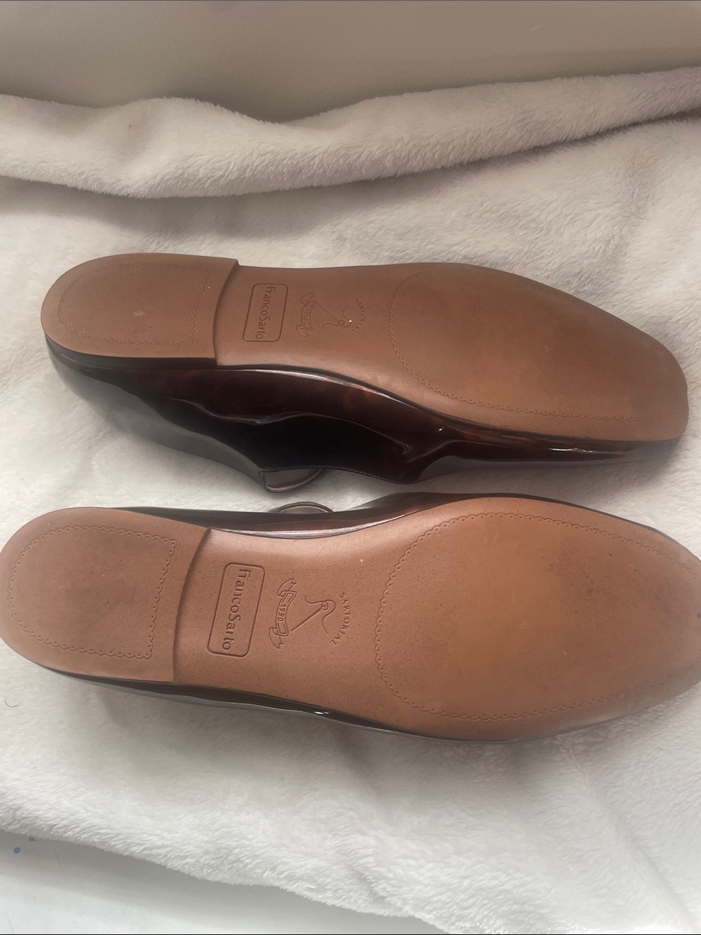 Franco Sarto T-Strap Patent Mary Janes in Tortoiseshell Brown - Picture 7 of 7